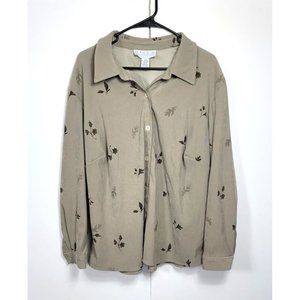 Maggie McNaughton  18 W faux suede heavy shirt button close